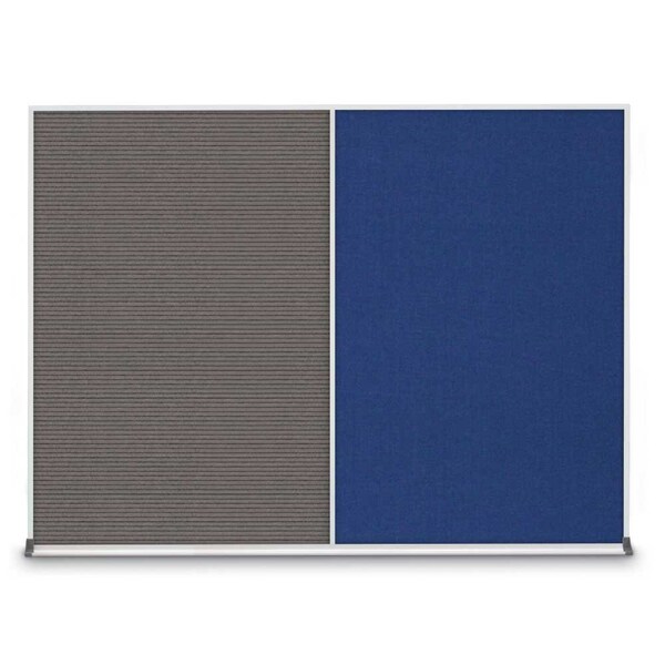 United Visual Products Triple Door Radius Corkboard, 96"X48", B UV8006-BLACK-MEDGRY - main